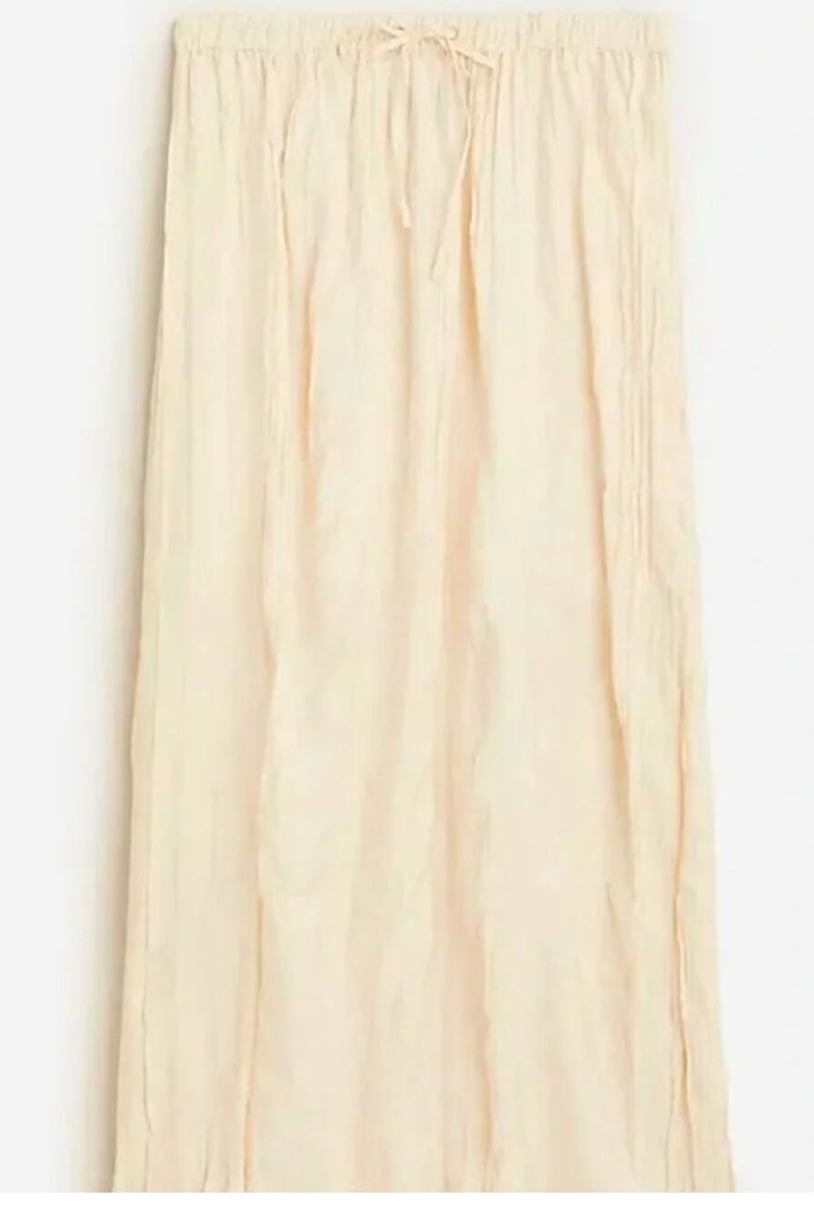 J. Crew Featherweight Crinkle Drawstring Maxi Skirt Cream Ivory Large